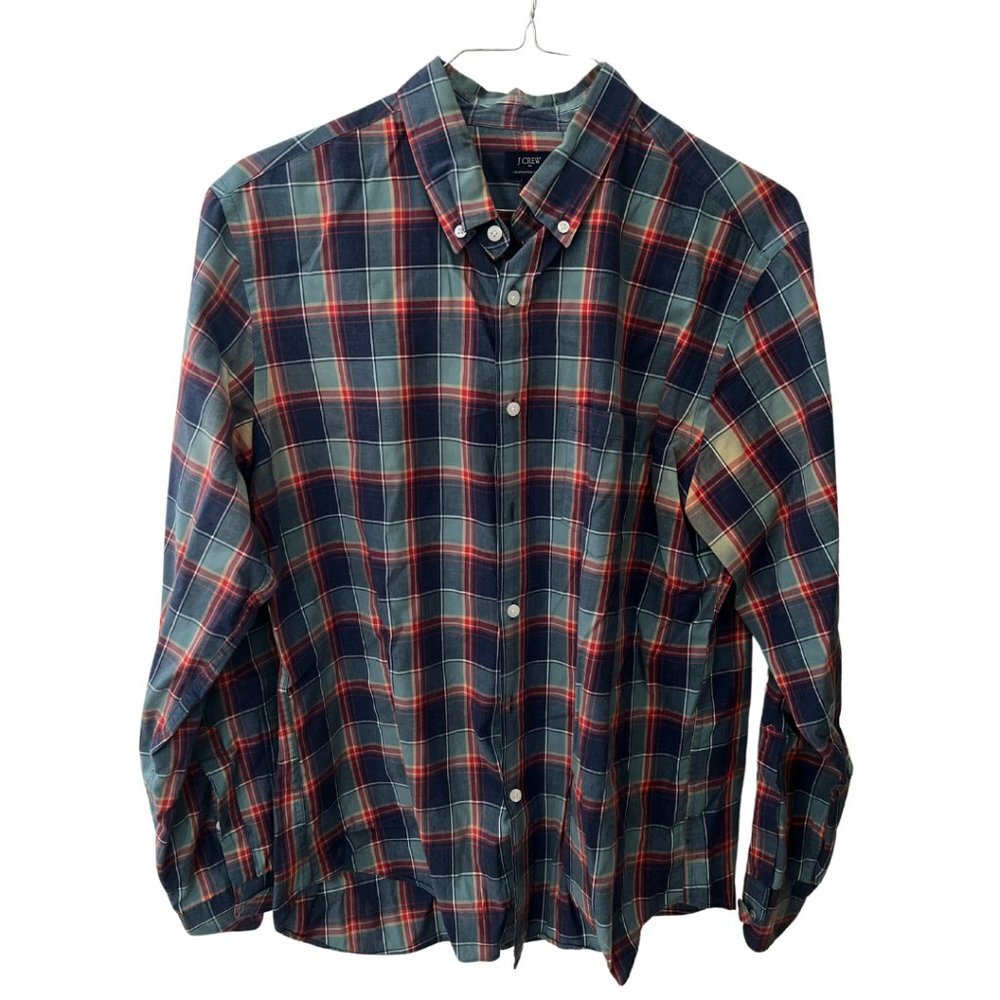 J.Crew, Button-down Shirt, Heathered, Cotton, Plaid, Men, L